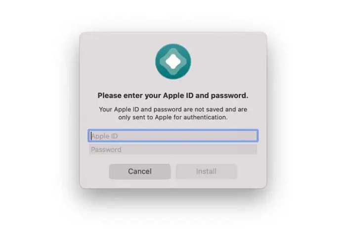 AltStoreをインストールするApple IDとパスワードを入力する