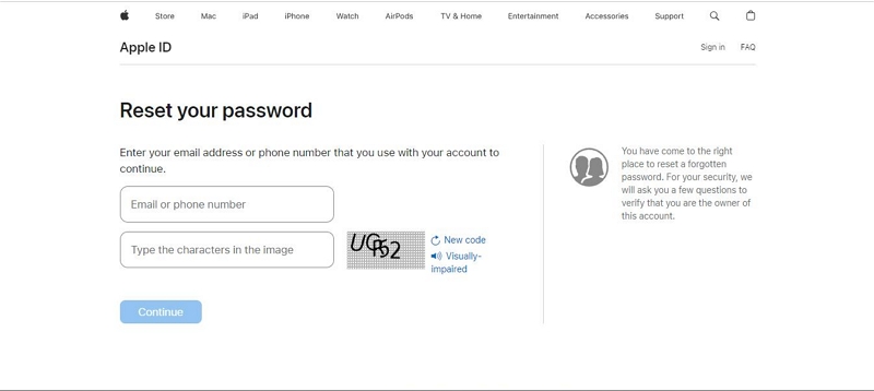 Reset the Apple ID Password Step 3
