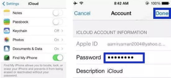 enter wrong iCloud password | disable Find My iPhone without Password