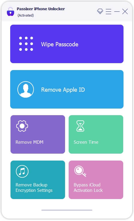 select Wipe Passcode option Passixer | bypass Disabled iPhone