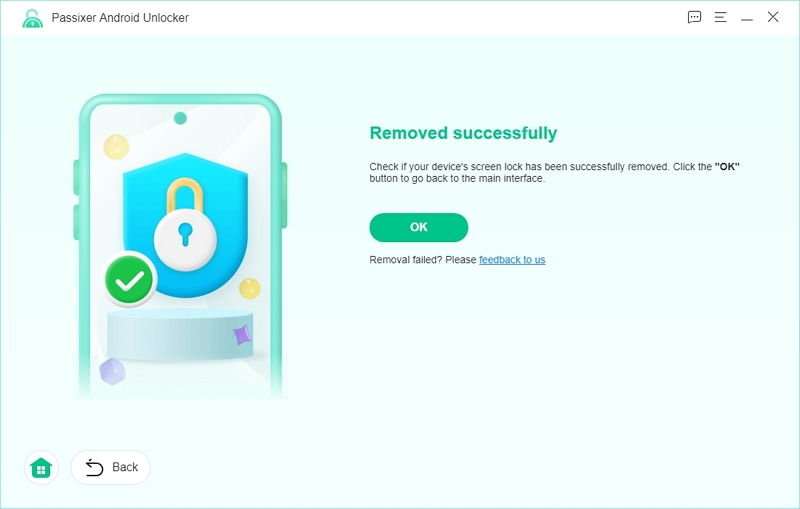 Removed Successfully prompt | Passixer Android Unlocker User Guide