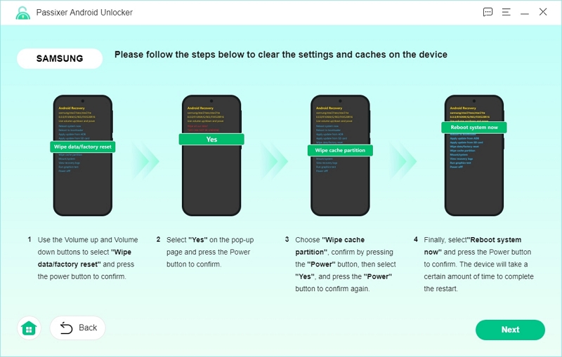 電話の設定をクリアする | Passixer Android Unlocker ユーザーガイド