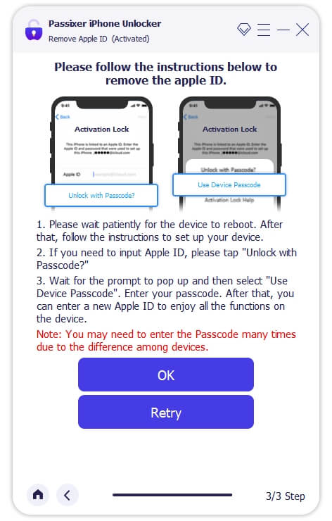 Passixer iPhone Unlocker ステップ3｜Apple IDサーバーへの接続エラーを修正する
