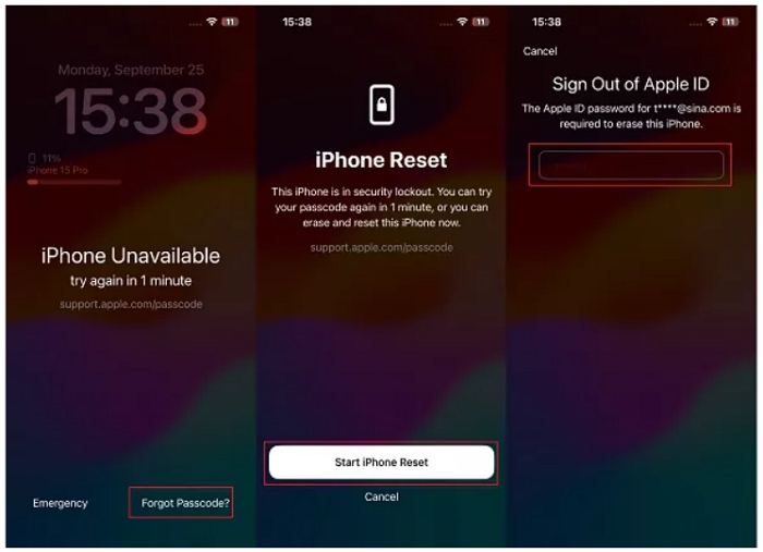 iOS 17 のロック画面から iPhone を消去する | ロック画面から iPhone をリセットする