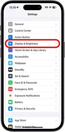 choose Display & Brightness | iPhone Keeps Going To Lock Screen