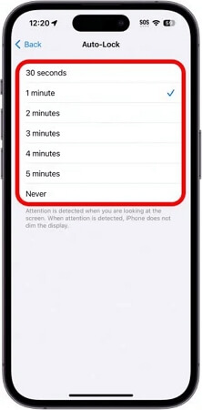 choose time length | iPhone Keeps Going To Lock Screen