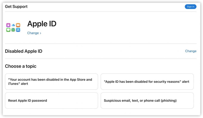 select Disabled Apple ID | Apple ID Locked for Security Reasons