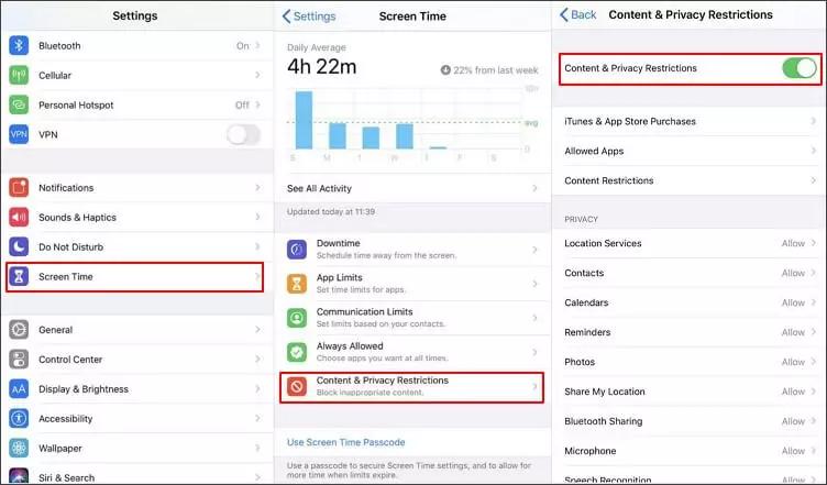 turn Content Privacy Restrictions | Turn Off Restricted Mode on iPhone/iPad