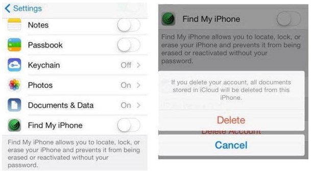 delete iCloud account in iOS 7 | disable Find My iPhone without Password