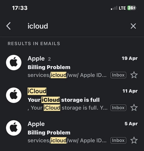 メール内検索 | iCloud メールアドレスの検索