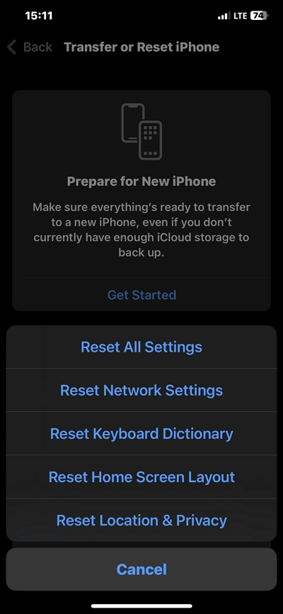 Reset Network Settings | Fix Apple ID Verification Failed