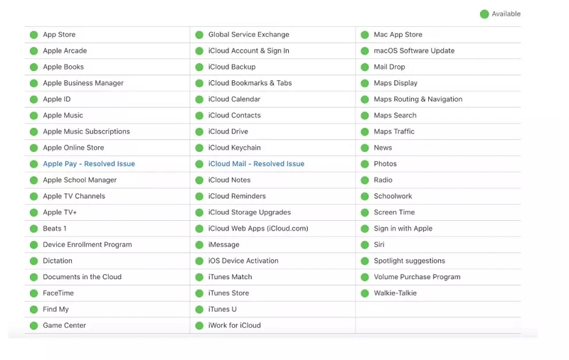 Apple のシステムステータス | Apple ID 検証失敗エラー