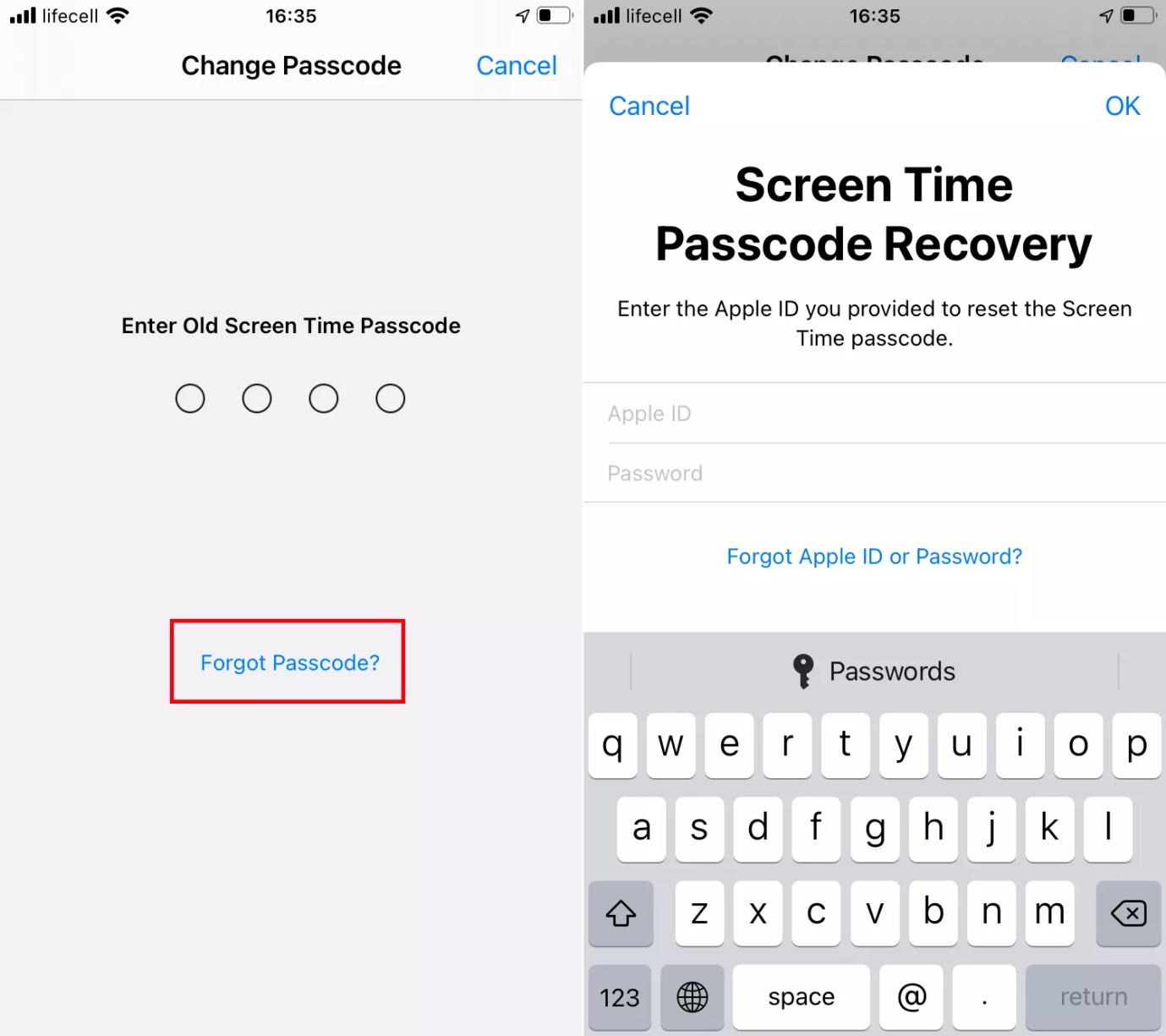 Select Forgot Passcode | Bypass Screen Time Passcode on Mac/iPhone 