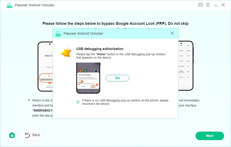 allow USB debugging | Passixer Android Unlocker User Guide