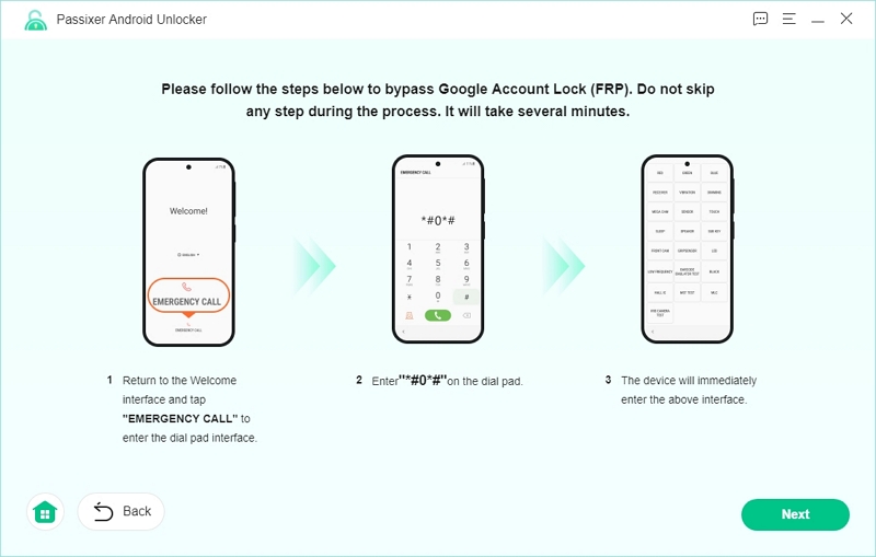 Emergency Call screen | samsung FRP reset firmware file