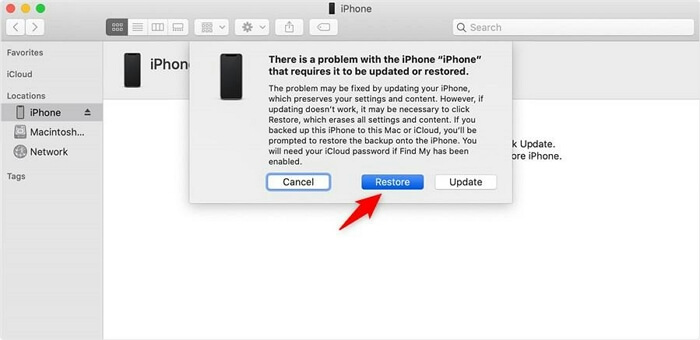 iTunesを使用してiPhoneを消去する手順2 | iPhoneの消去検証が失敗する