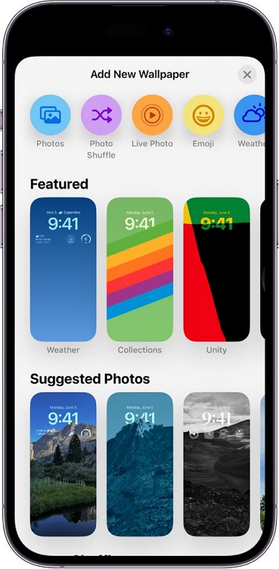 displayed wallpaper options | Change iPhone Lock Screen