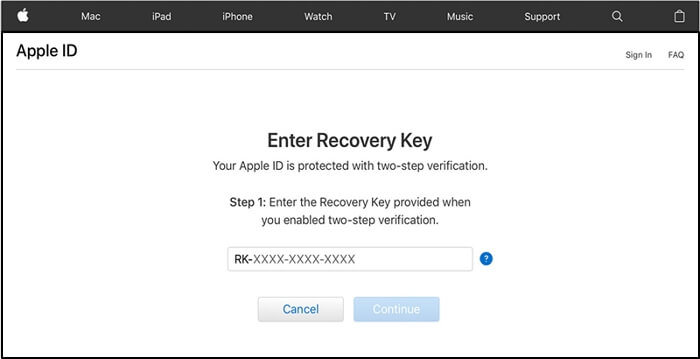回復キーで Apple ID のロックを解除 | Apple ID のロックを解除