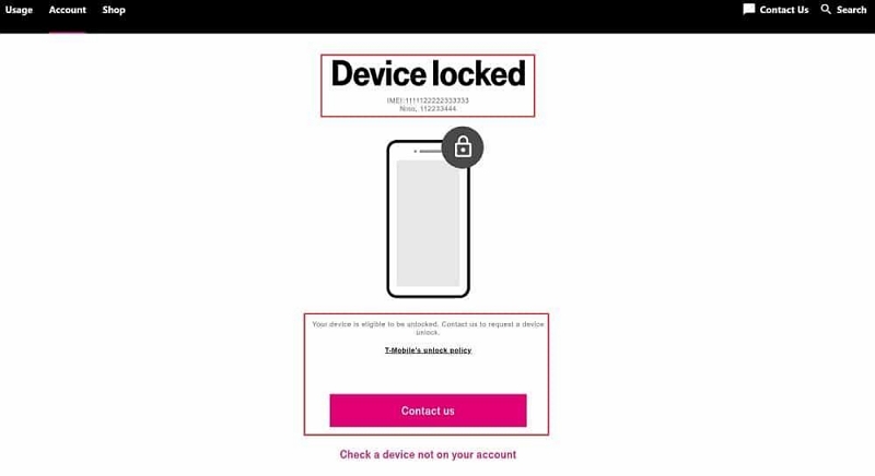 デバイスのロック解除ステータスを確認する | T Mobile iPhone のロック解除