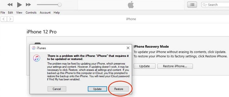 Open iTunes | unlock your iphone when you forgot the password