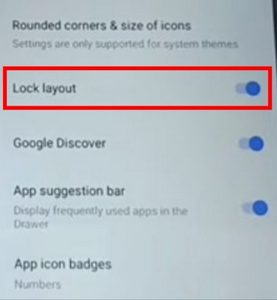 Unlock Android home screen loyout in Vivo Step 3