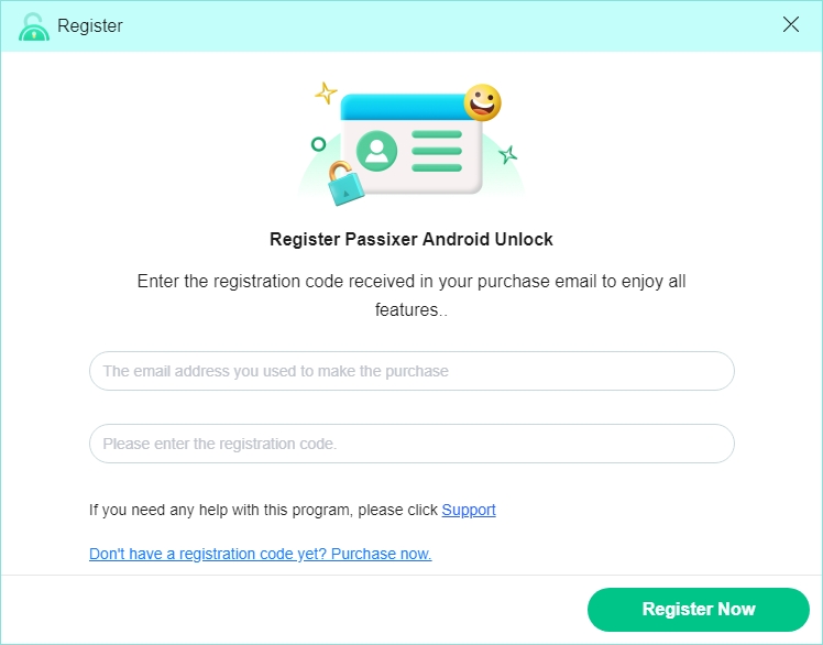 hit Register Now | Passixer Android Unlocker User Guide