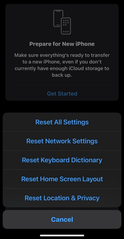 Reset iPhone Settings step 3
