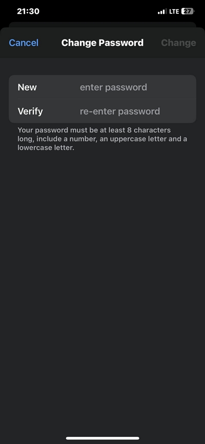 新しいパスワード | アカウントの修正はApp Storeで無効になっています