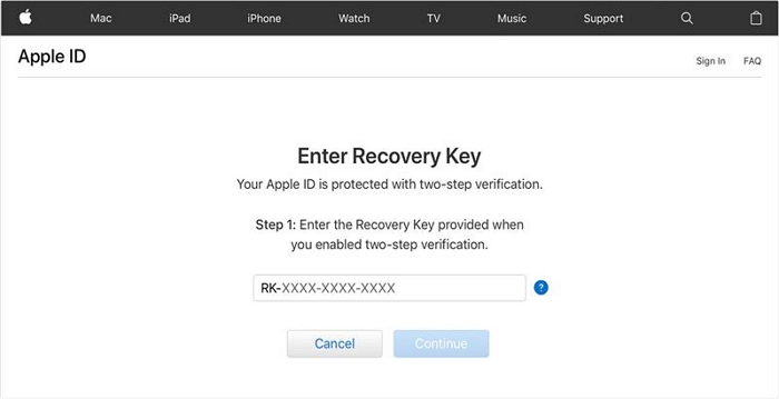 回復キーを使用する | セキュリティ上の理由により Apple ID がロックされました