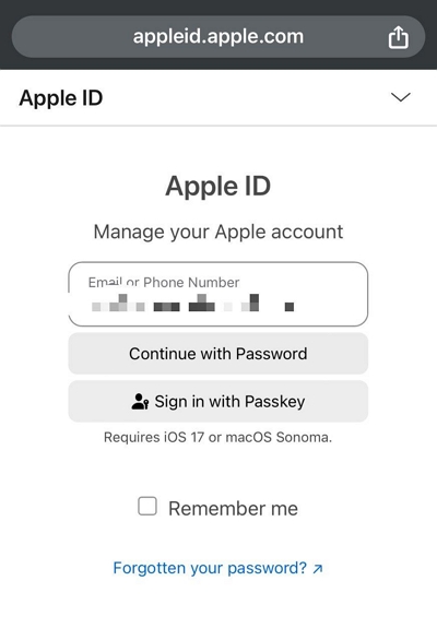 パスワードで続ける｜電話番号なしでApple IDのパスワードをリセットする