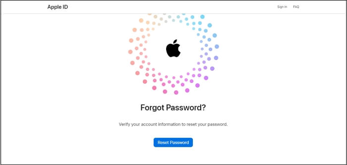 click Reset Password | Apple iCloud Password Requirements