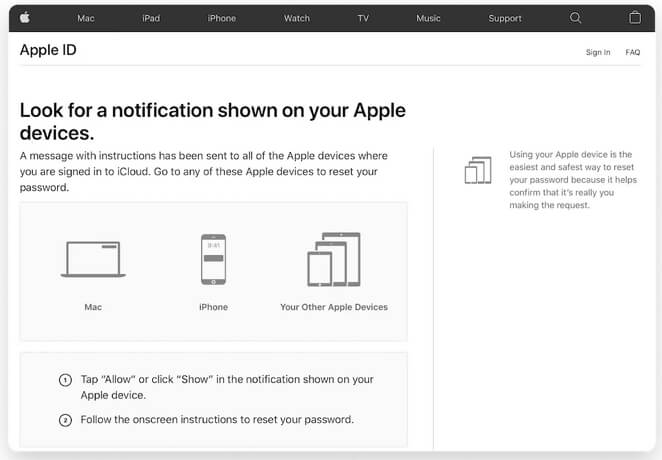 パスワードリセットを完了する｜Apple iCloud Password Requirements