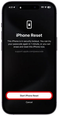 tap Start iPhone Reset | Reset iPhone Passcode without Losing Data