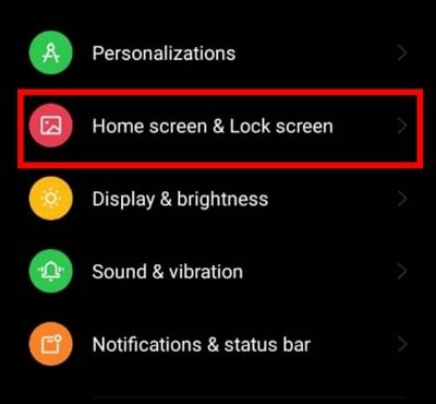 Unlock Android home screen loyout in Oppo Step 2