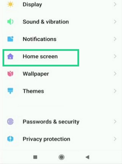 Unlock Android home screen loyout in redmi Step 1