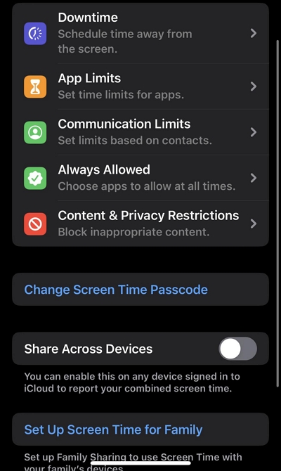 go back Screen Time | Set Password On Apps In iPhone