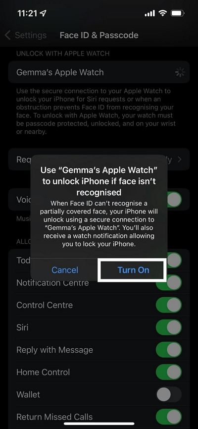 操作を確認する | パスコードなしでApple WatchでiPhoneのロックを解除する