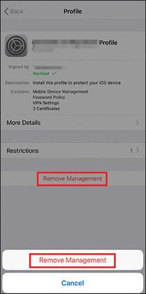 tap on Remove Management | Remove Meraki Management from iPad