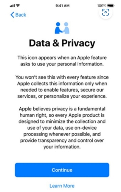 iPad のデータとプライバシー画面 | iPad のリモート管理をバイパス