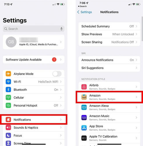 Select Notifications | iPhone Keeps Going To Lock Screen