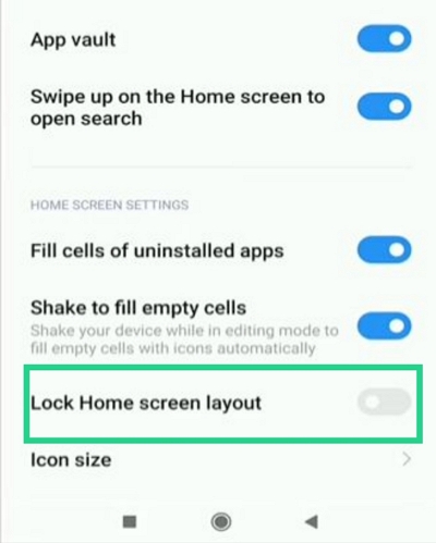 Unlock Android home screen loyout in redmi Step 2