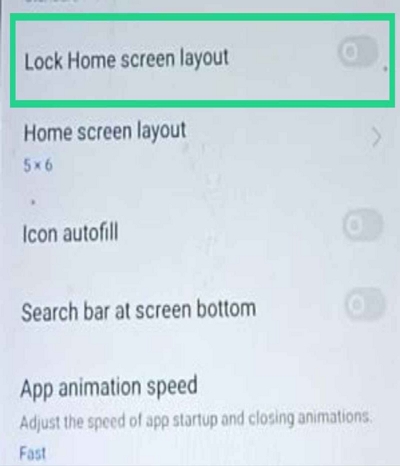 Unlock Android home screen loyout in Realme Step 2