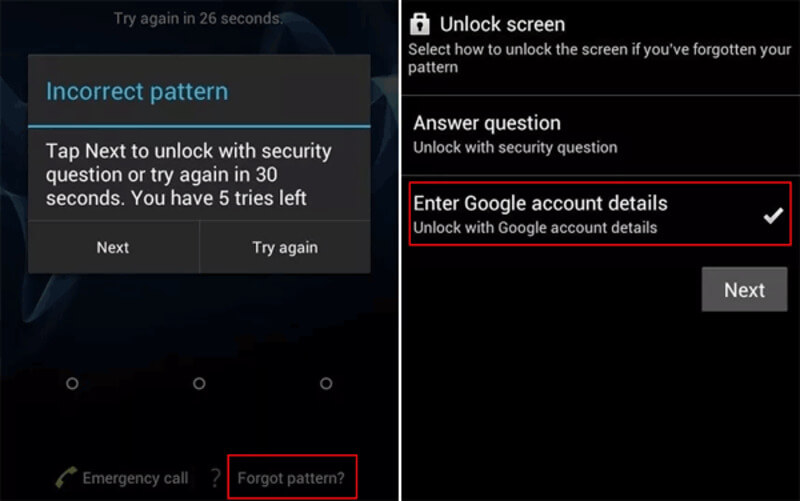 Unlock Android Via Forgot Pattern