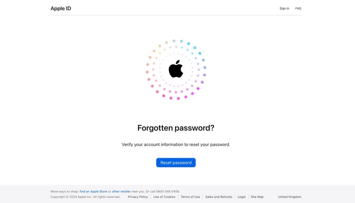 click Reset Password | Apple ID Locked for Security Reasons