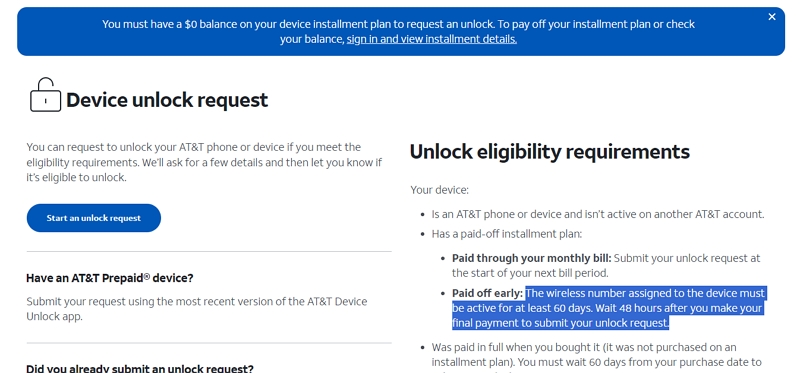 AT&T's official unlock website | Unlock AT & T iPhone