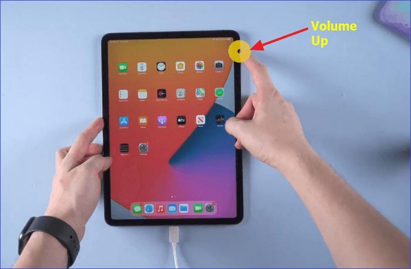 press volume up | Unlock iPad Without Apple ID