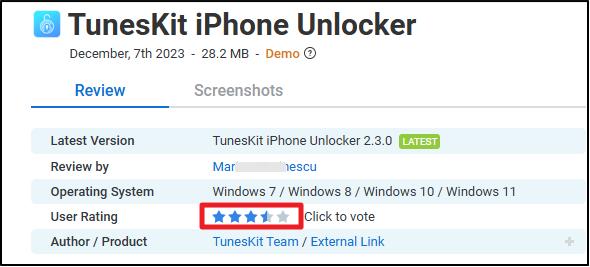 ユーザー評価 TunesKit iPhone Unlocker | TunesKit iPhone Unlocker レビュー