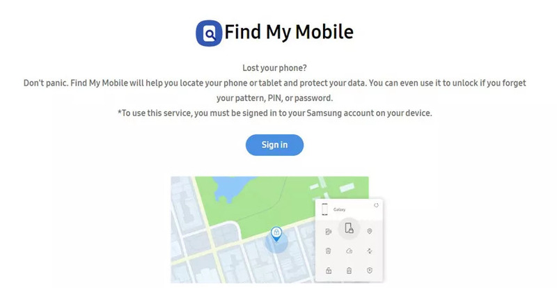 Find My Mobileを使用してSamsungのロックを解除する手順1